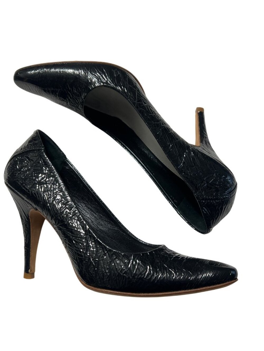 Maison Margiela Pointed Toe Crinkle Patent Heels
